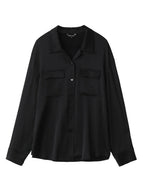 Satin drooping Cuban collar butterfly button shirt