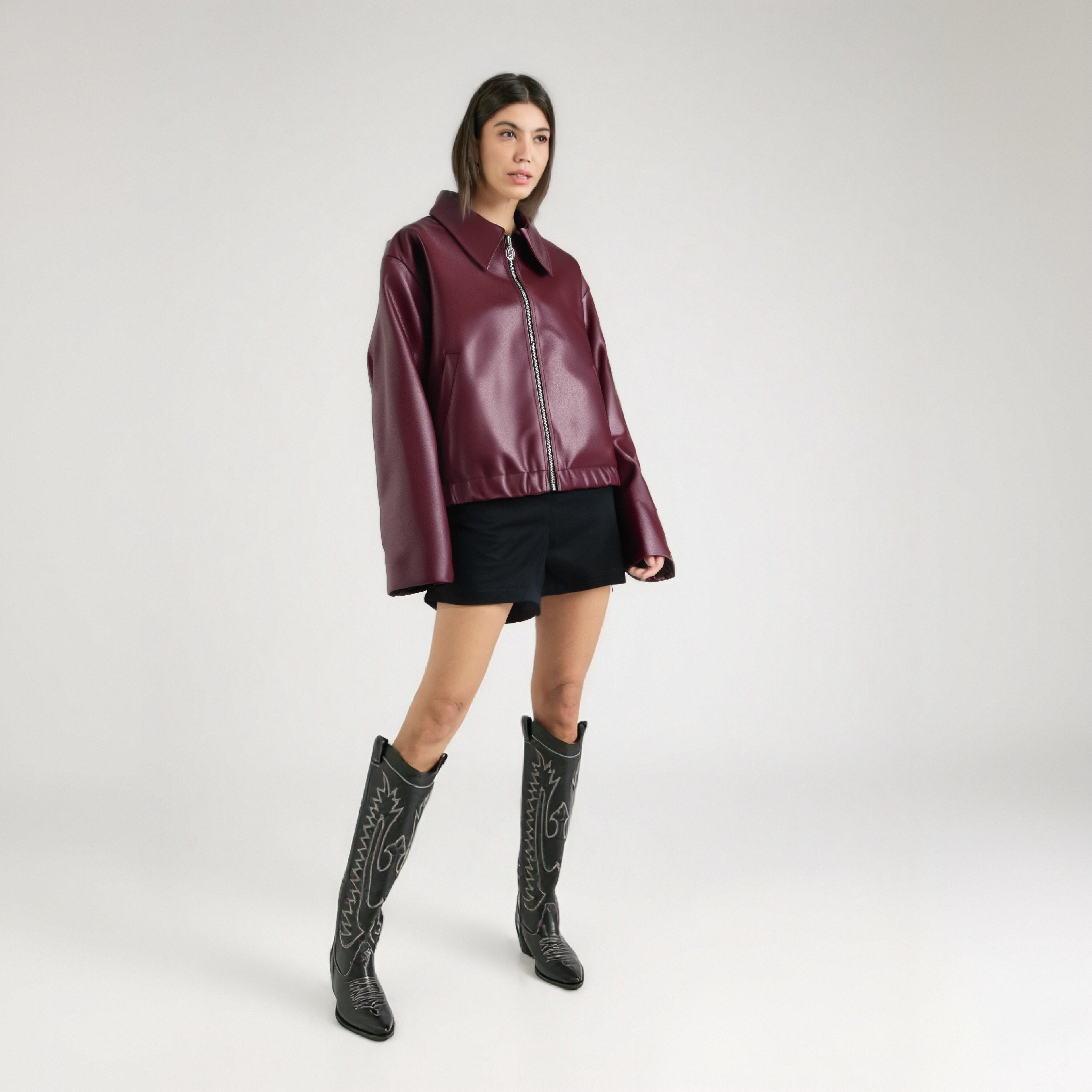 Solid Leather Jackets Elegant Luxury Women's Coat American Vintage Jacket Women Summer Basics Leather Jackets