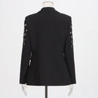 Temperament solid color small suit personality nail diamond tassel design suit jacket for women