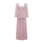 Elegant French Style Dress with Strapless Long Sleeve for Party and Banquet