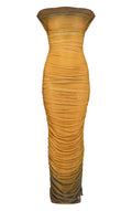 Elegant Gradient Pleated Dress with Fashion Design, Slim Fit, Luxury Style Long Dress