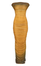Elegant Gradient Pleated Dress with Fashion Design, Slim Fit, Luxury Style Long Dress
