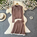 Lazy style, light luxury, high-level sense, Fried Dough Twists knitting suit, women's autumn and winter turtleneck sweater+high waist, slim skirt
