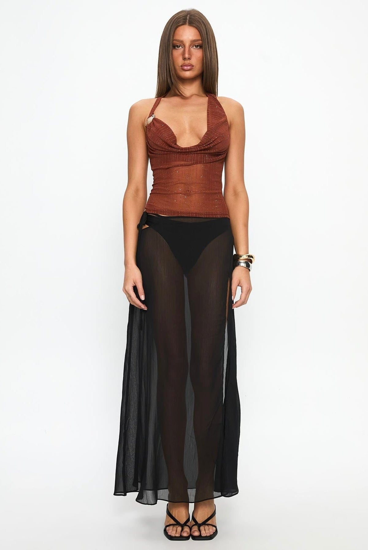 Backless see through top