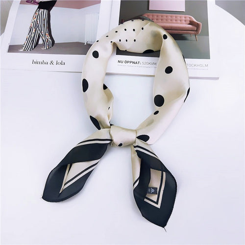 70 size polka dot scarf, small square scarf, women's spring and autumn new versatile artistic decoration scarf, chic scarf