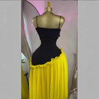 Elegant Spring New Women's Strapless Belted Pleated Long Dress Evening Gown with Scarf