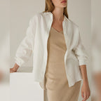High-end Pure Linen Shirt Women's Spring and Summer Sunscreen Cardigan Loose Top Casual Cross-border Commuting Turn-down Collar Blouse