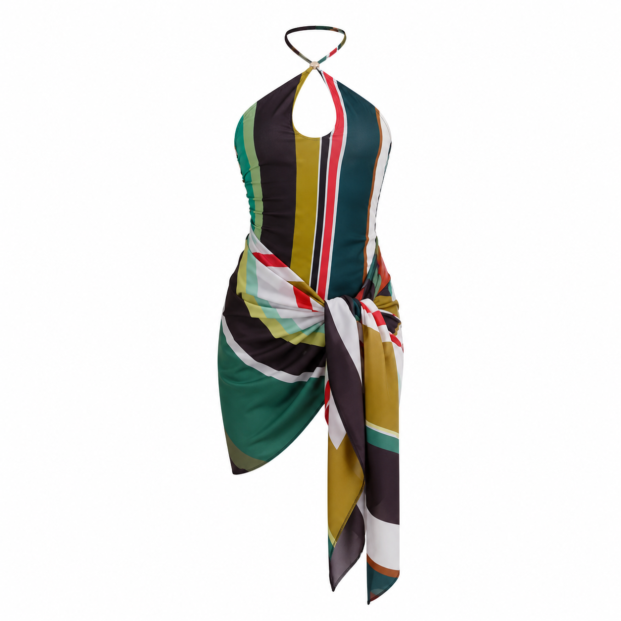 Audacious Multi-Stripe Halter Swimsuit-2