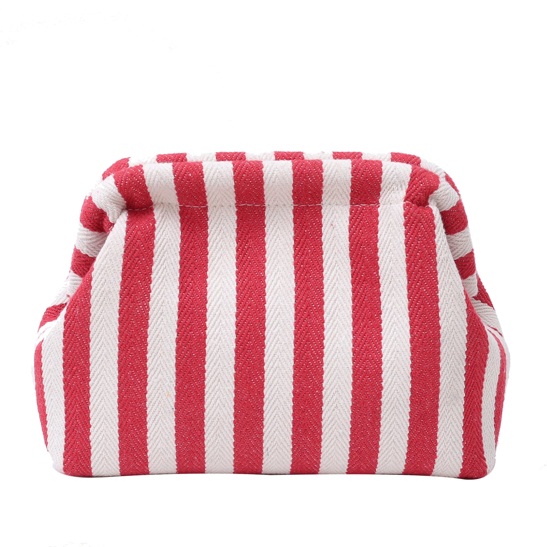 Striped women's handbag with vertical stripes and contrasting color shell bag