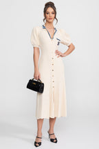 Knitted A-line polo dress