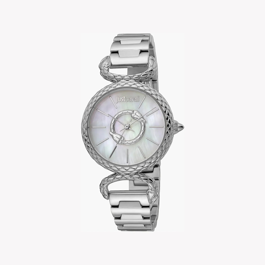 Just Cavalli Women's Silver Watch, White Mother Of Pearls | Jc1l148m0045