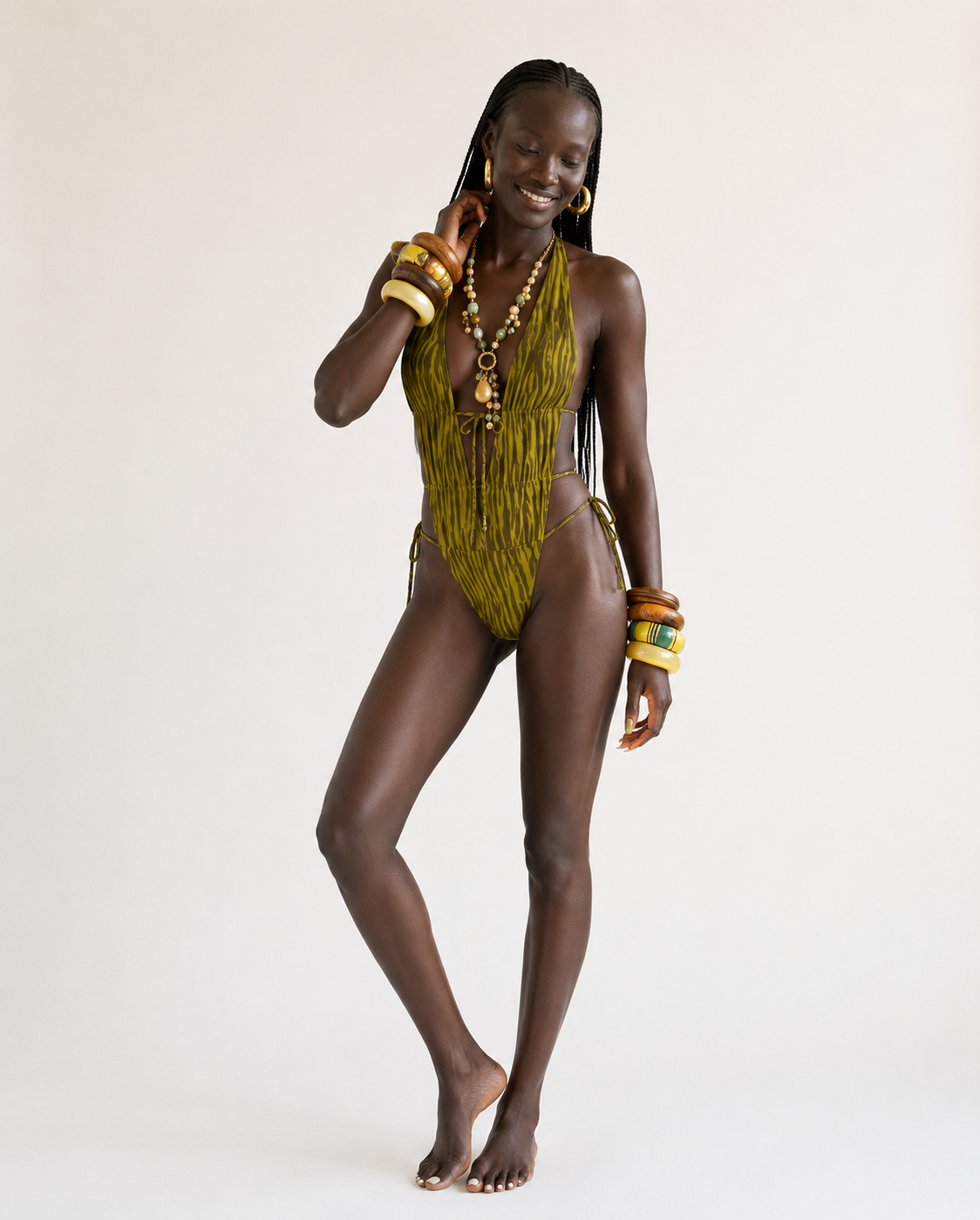 Daring Printed Deep-V One-Piece Swimsuit-4
