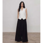 Elegant and Sophisticated Summer Linen Lightweight VestV-Neck Casual, Versatile Sleeveless Top