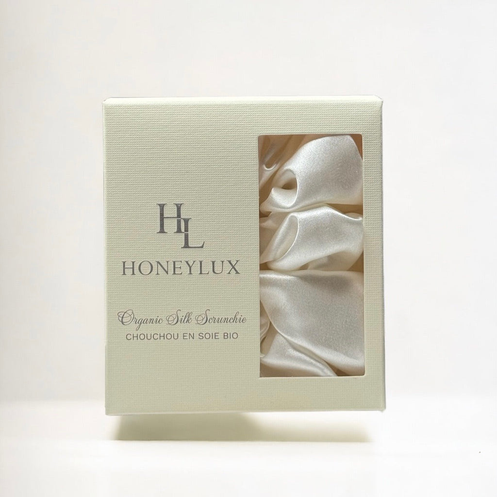 Organic Premium Silk Scrunchie - Cream White