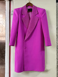 HIGH STREET  Newest Fashion Designer Jacket Women's Stylish  Diamonds Beaded Collar Long Blazer Coat