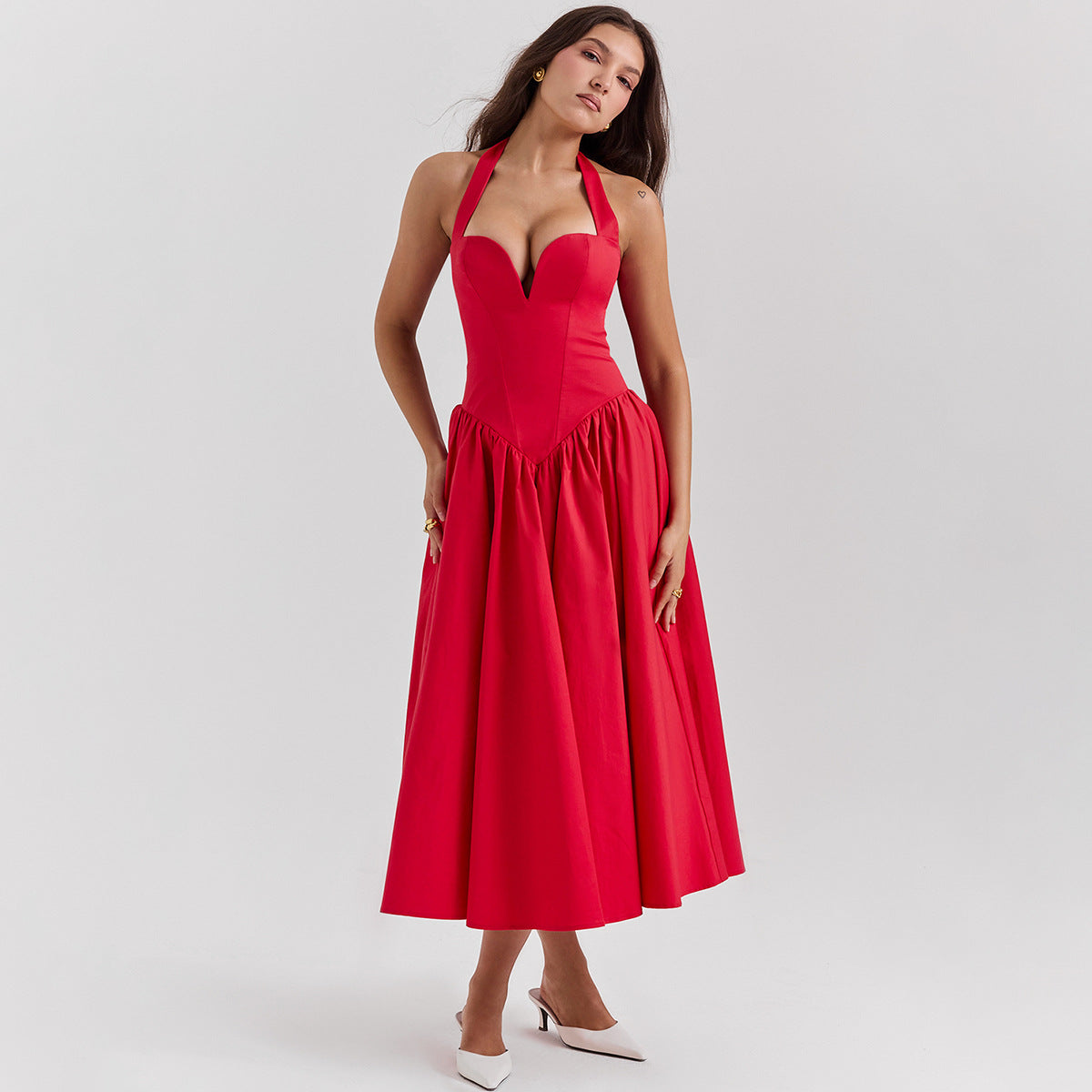 V-neck Backless Dress