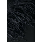 16AR Customized  Women Black Ostrich Feather Trimmed Sleeve Cut-out Black Midi Party Dress High Quality Evening Wedding Dress
