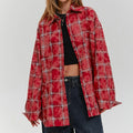 Retro Classic Cotton Red Plaid Shirt Summer New Street Head Style Old cardigan Flip Collar Commuter Shirt Women