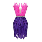 PB Stylish High Waist Feather Crystal Design Mini Dress Sexy Strapless Sleeveless Celebrity Party Club
