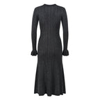 Elegant temperament socialite light luxury single breasted slim knit dress for women in autumn elegant fish tail long skirt