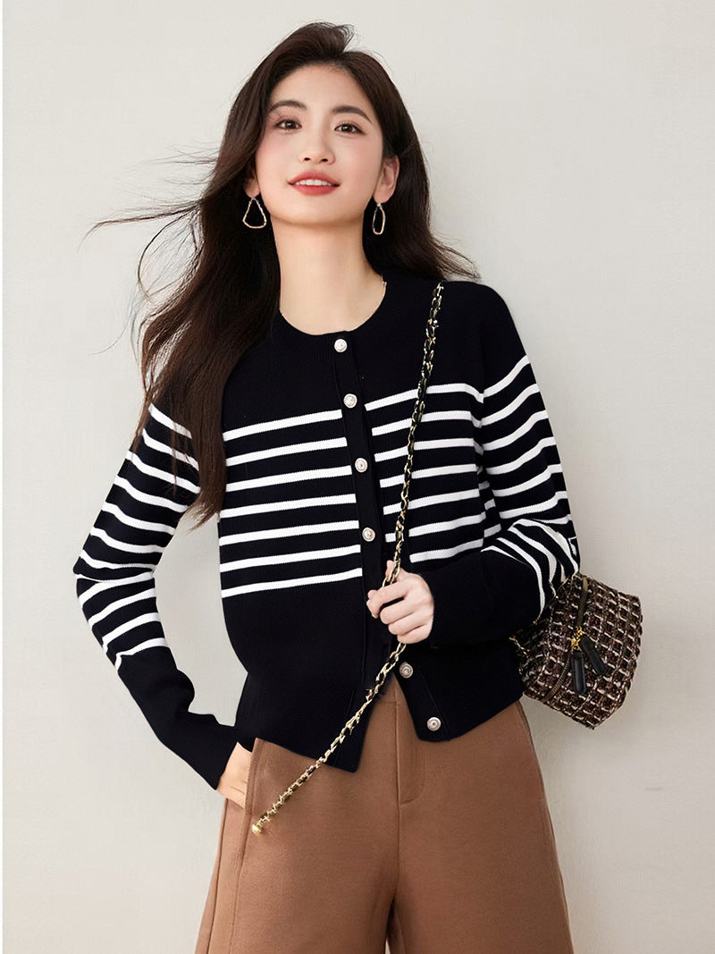 Casual Versatile Loose Knit Cardigan Women Long Sleeve French Chic Style Fashion Top