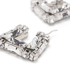 Large Rhinestone Square Earrings Wedding for Women Fashion Jewelry Shiny Geometric Crystal Earrings Party Gifts