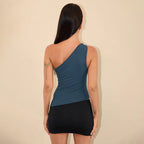 Sexy off shoulder high-end temperament solid color top vest