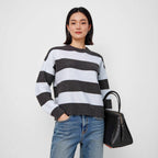 Thickened Wool Sweater Inner Retro Color Block Loose Lazy Striped Base Layer Top Women's Outer Knitted Sweater