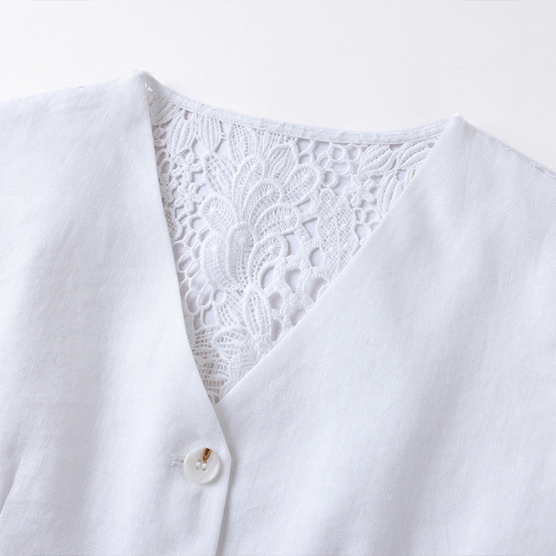 Elegant and Sophisticated Summer Linen Lightweight VestV-Neck Casual, Versatile Sleeveless Top