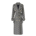 Coat Women's Loose Version Lace Up Spring And Autumn New Heavy Industry Coat Black And White Swastika Pattern