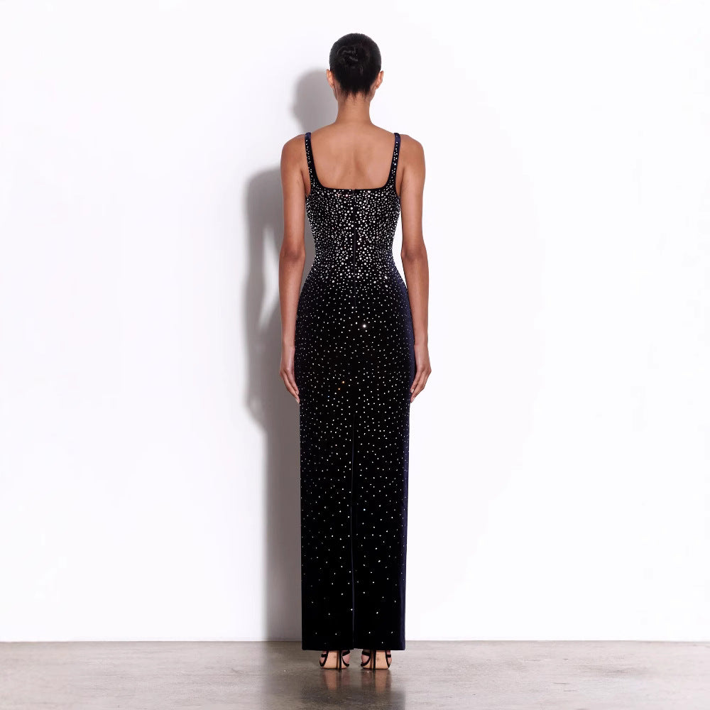 Diamond backless long dress
