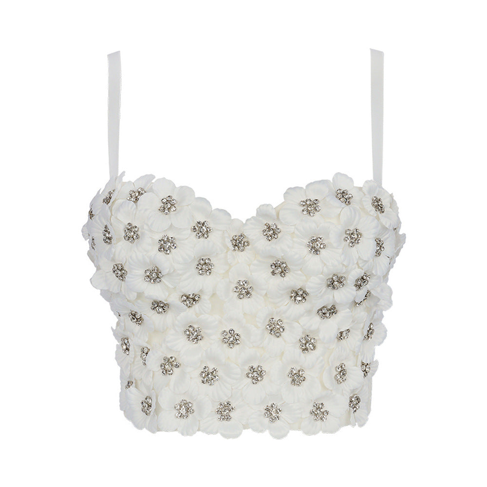 Women's Designer Style Strapless Bra Camisole One-Piece Floral Boned Bustier