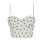 Women's Designer Style Strapless Bra Camisole One-Piece Floral Boned Bustier