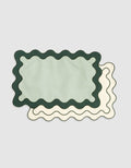 Linen Table Placemat Set with Embroidered Scalloped Edges