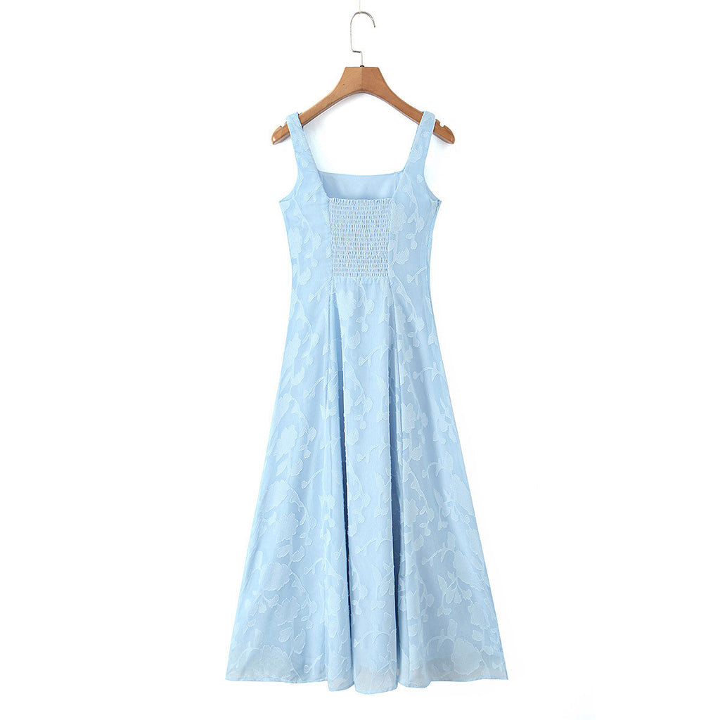 Light luxury style sexy scissor flower shoulder strap long skirt