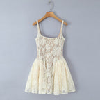 Light luxury camisole slimming low cut lace dress