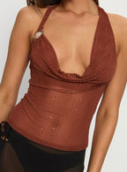 Backless see through top