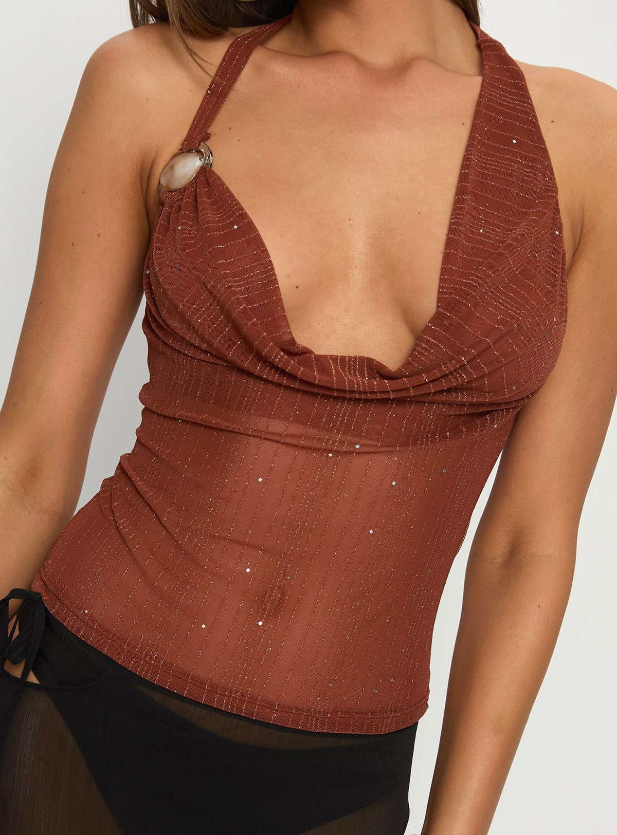 Backless see through top