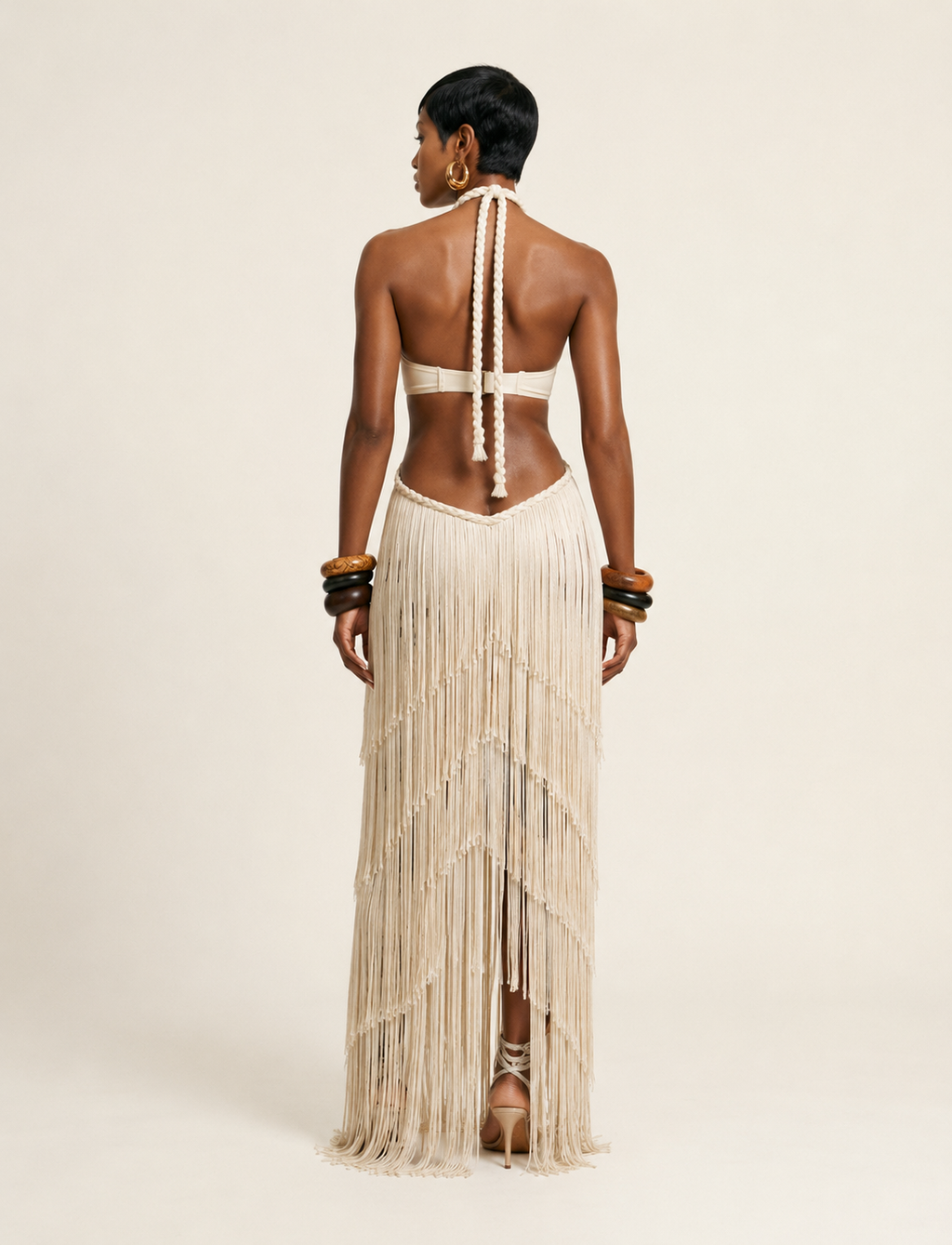 Free Spirit Tassel Halter Bikini Set-3