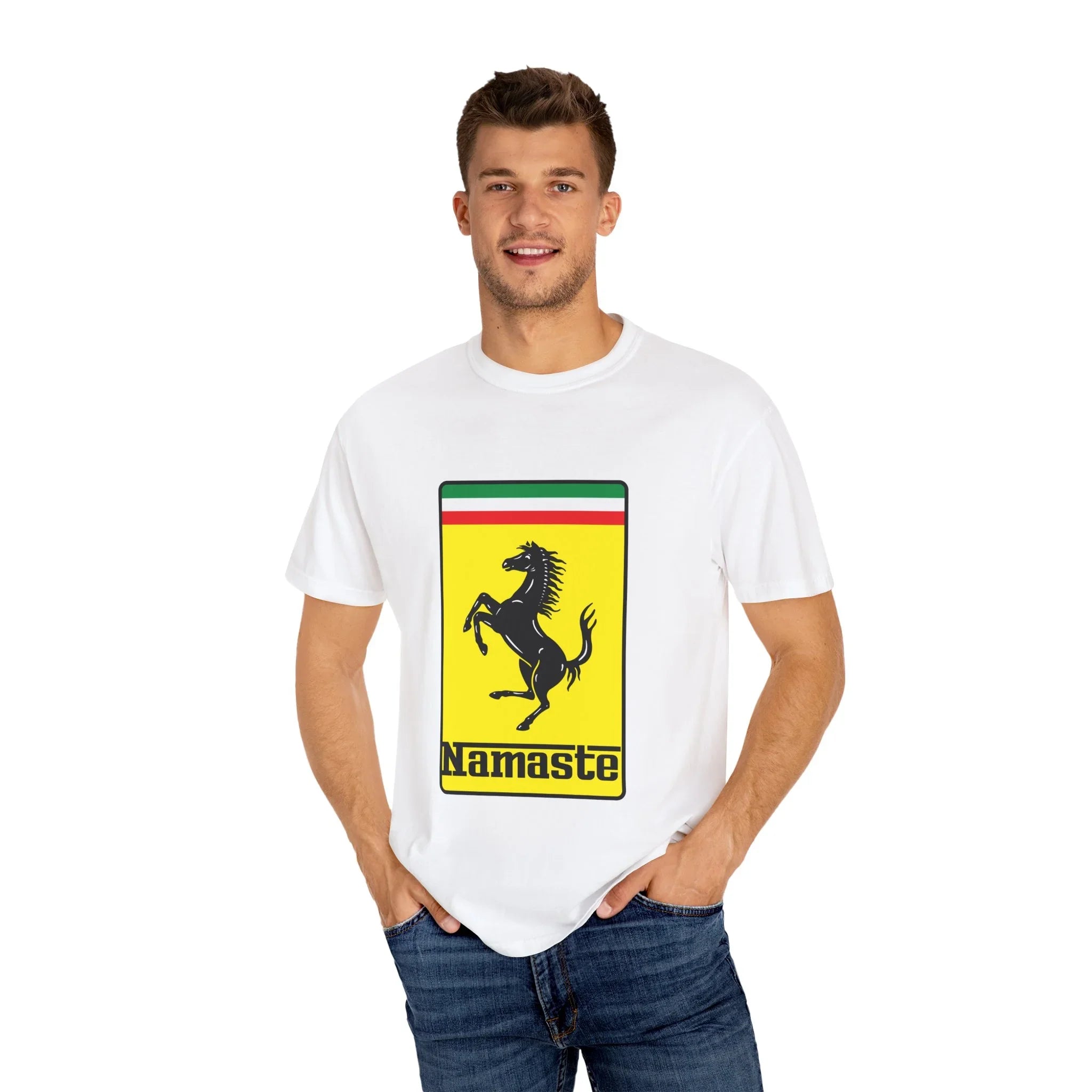 Namaste Retro Graphic Unisex T-shirt - Comfortable Casual Wear, Perfect for Yoga Lovers, Gifts for Him/Her, Relaxed Fit Tee, Summer Style