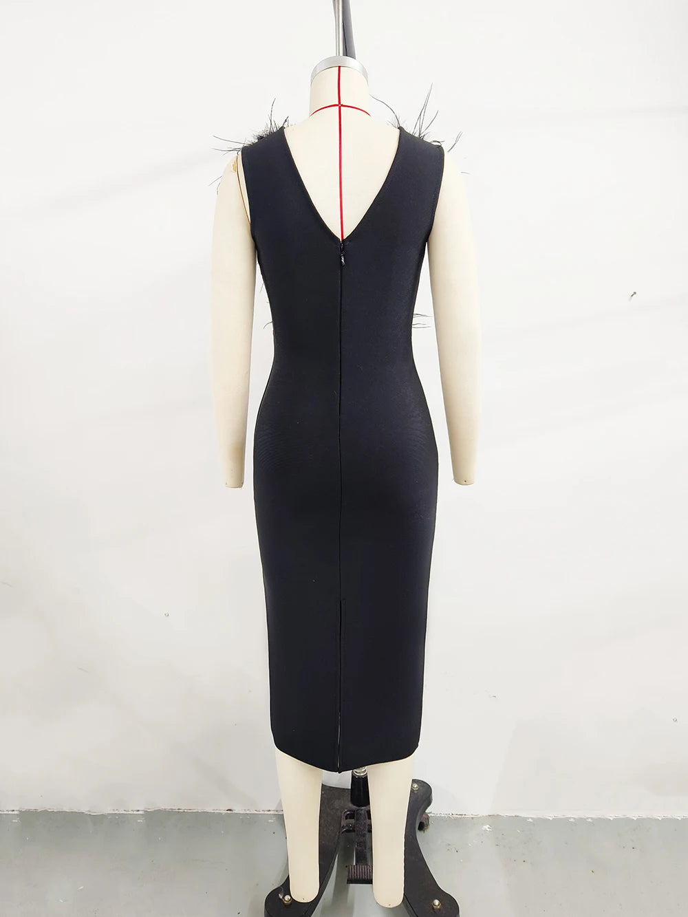 Women's High-end Light-luxury and Niche Bowtie Ostrich Hair Bandage Dress for Special Occasions