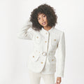 White woolen patchwork small stand up collar with lace up new socialite's light luxury jacket trendy top