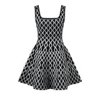 New niche design water ripple contrasting color waist slimming fashion suspender dress