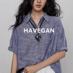 Loose Commute Shirt for Women Short Sleeve Casual Top with Rich Aesthetic