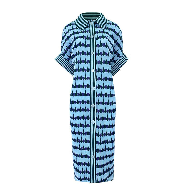 Spring Hearts Love Printed Dress Cardigan Button Dress Elegant Flare Sleeve Designer Clothing 8958