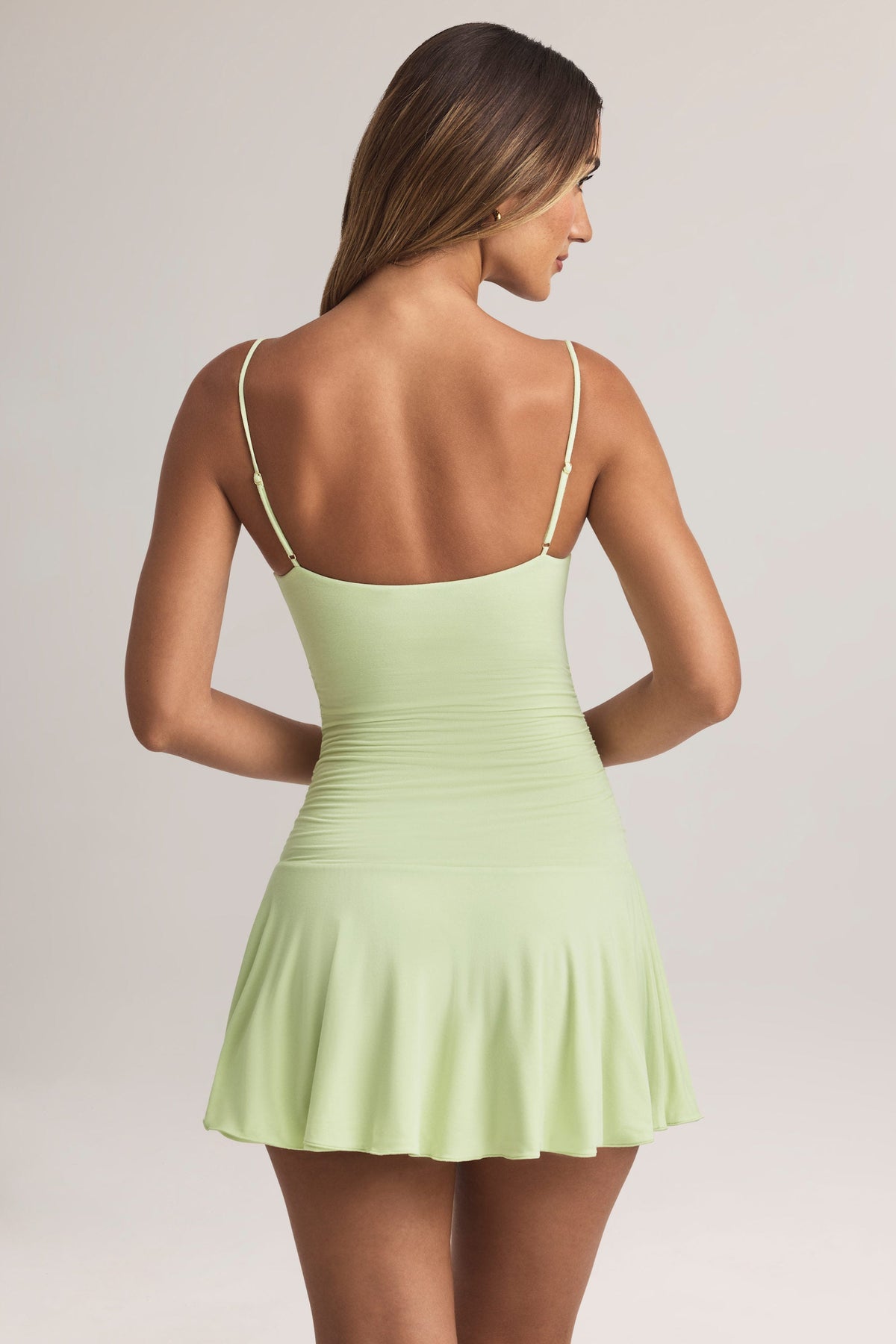 Suspender V-neck ruffle dress