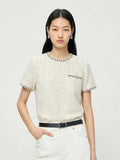 Chic Minimalist Round Neck Short Sleeve T-Shirt for WomenCasual Office Wear