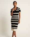 Onda Textured-Knit Striped Dress-0