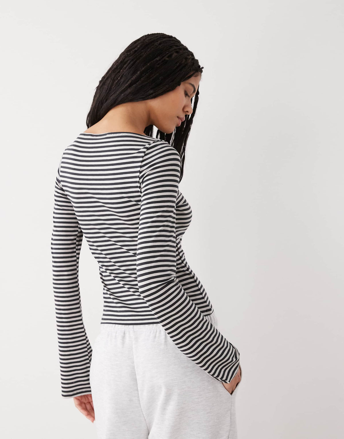Off-Shoulder Striped T-Shirt