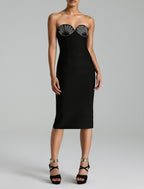 Bandage dress sexy diamond-encrusted strapless evening gown high-end light-luxury and niche evening dress